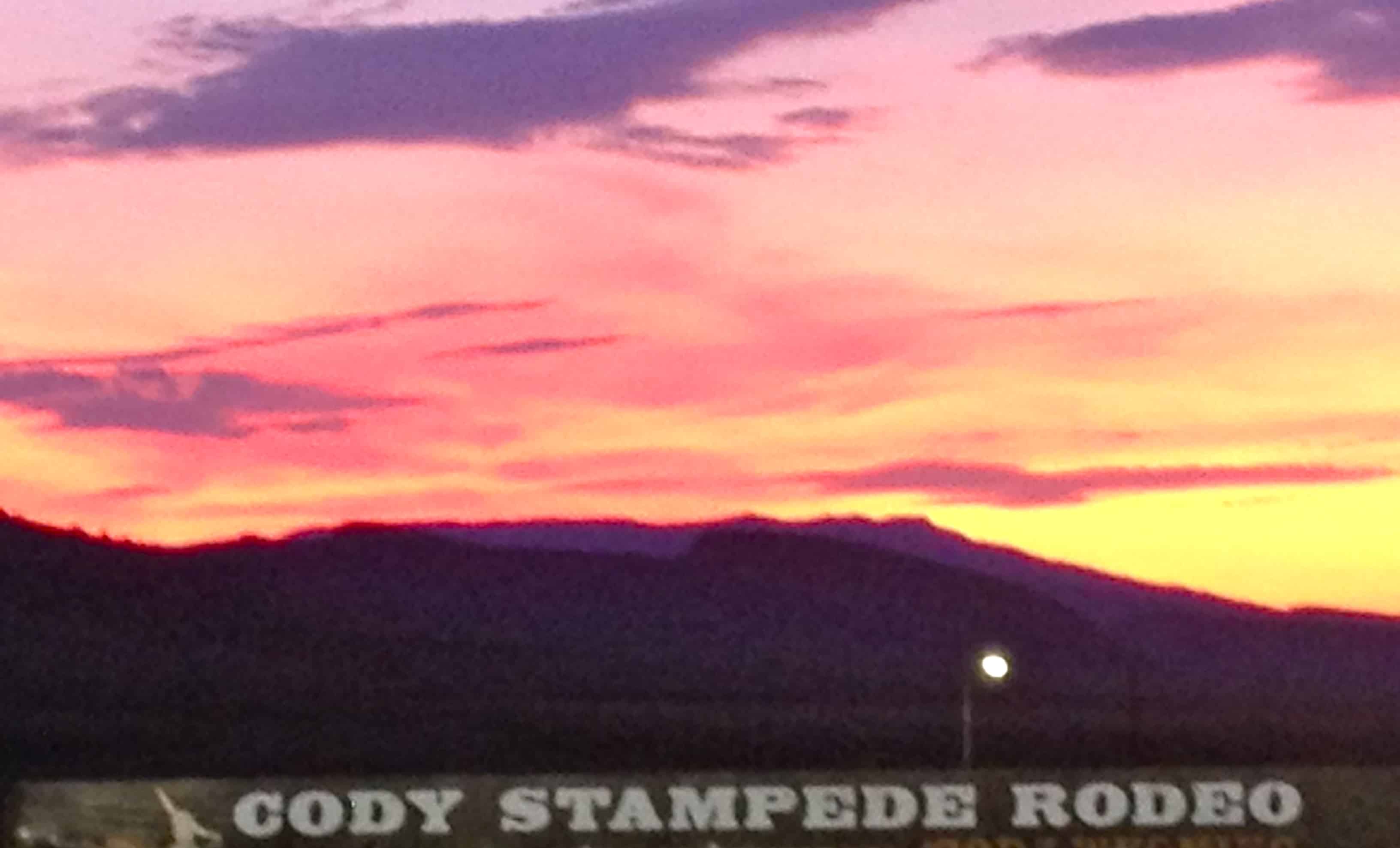 Sunset behind the arena at the Cody Stampede Rodeo, July 4, 2013