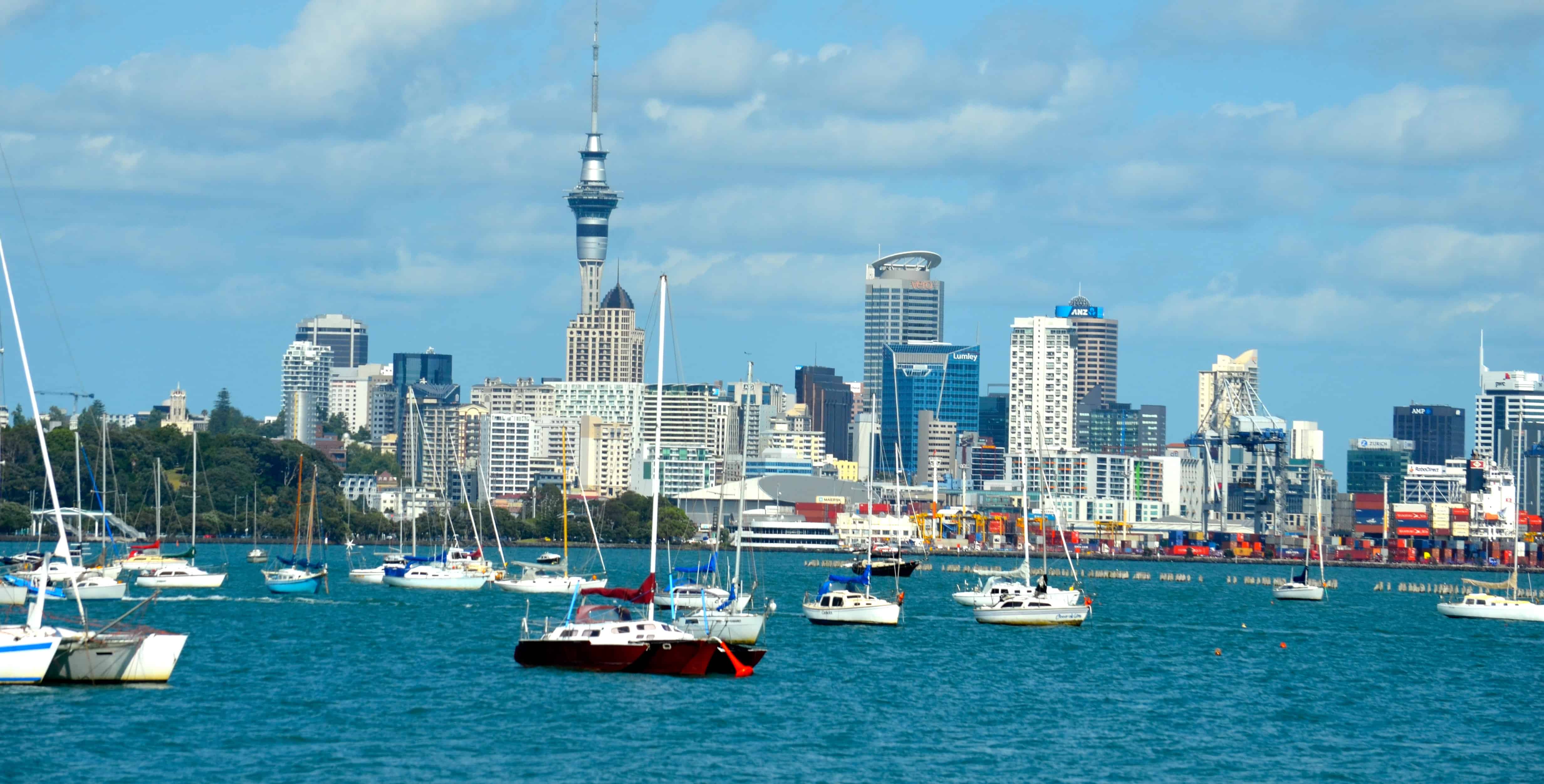 Auckland's harbor and waterfront, cleaned up for the America's Cup defense in 2000