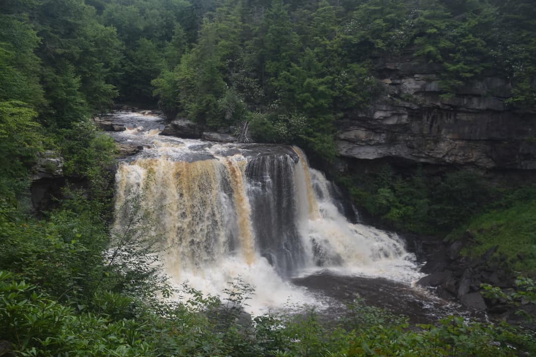 Blackwater Falls, a sixty-two-foot cascade in West Virginia