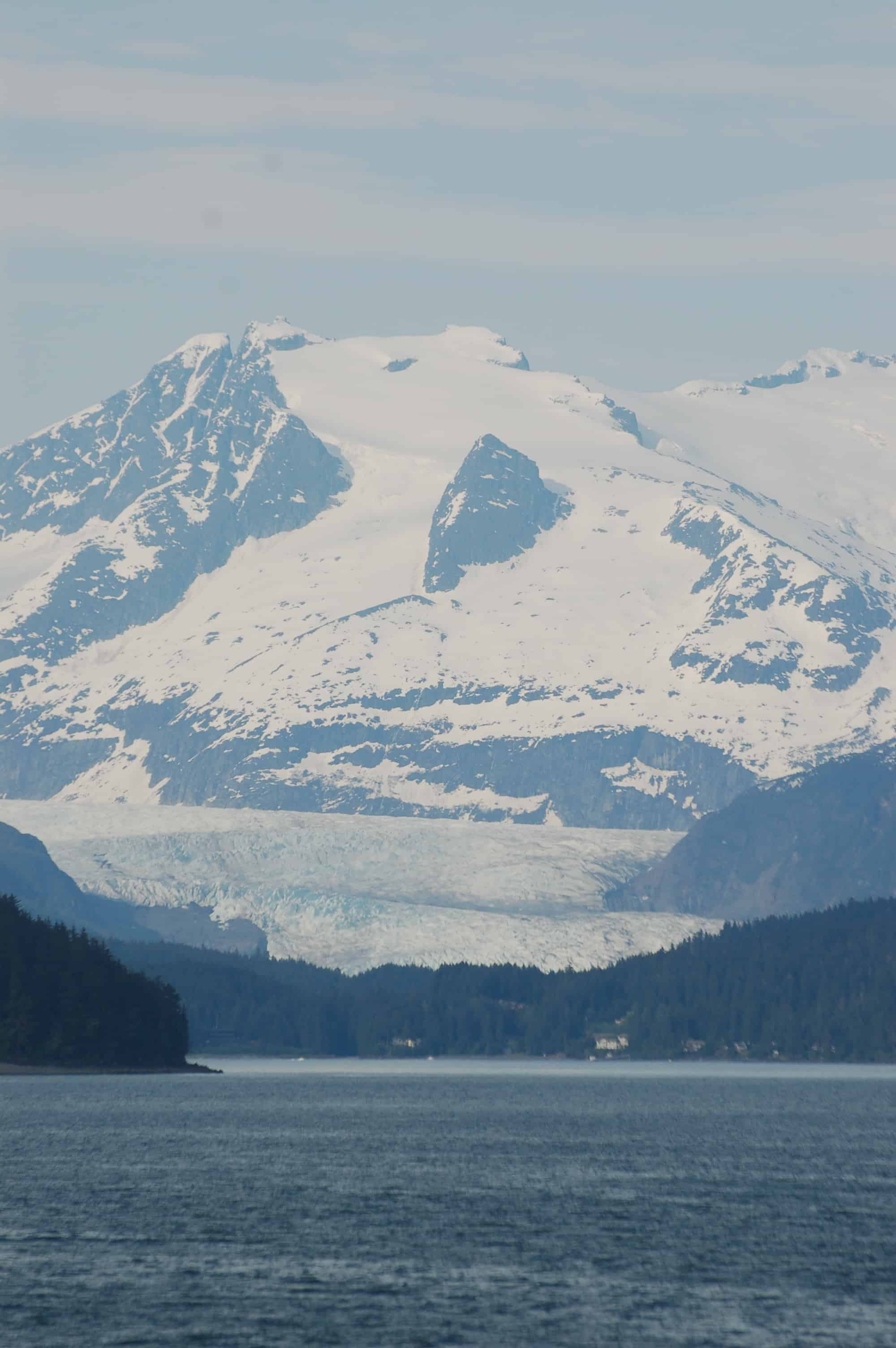 Mendenhall Glacier seen from the ferry leaving Juneau