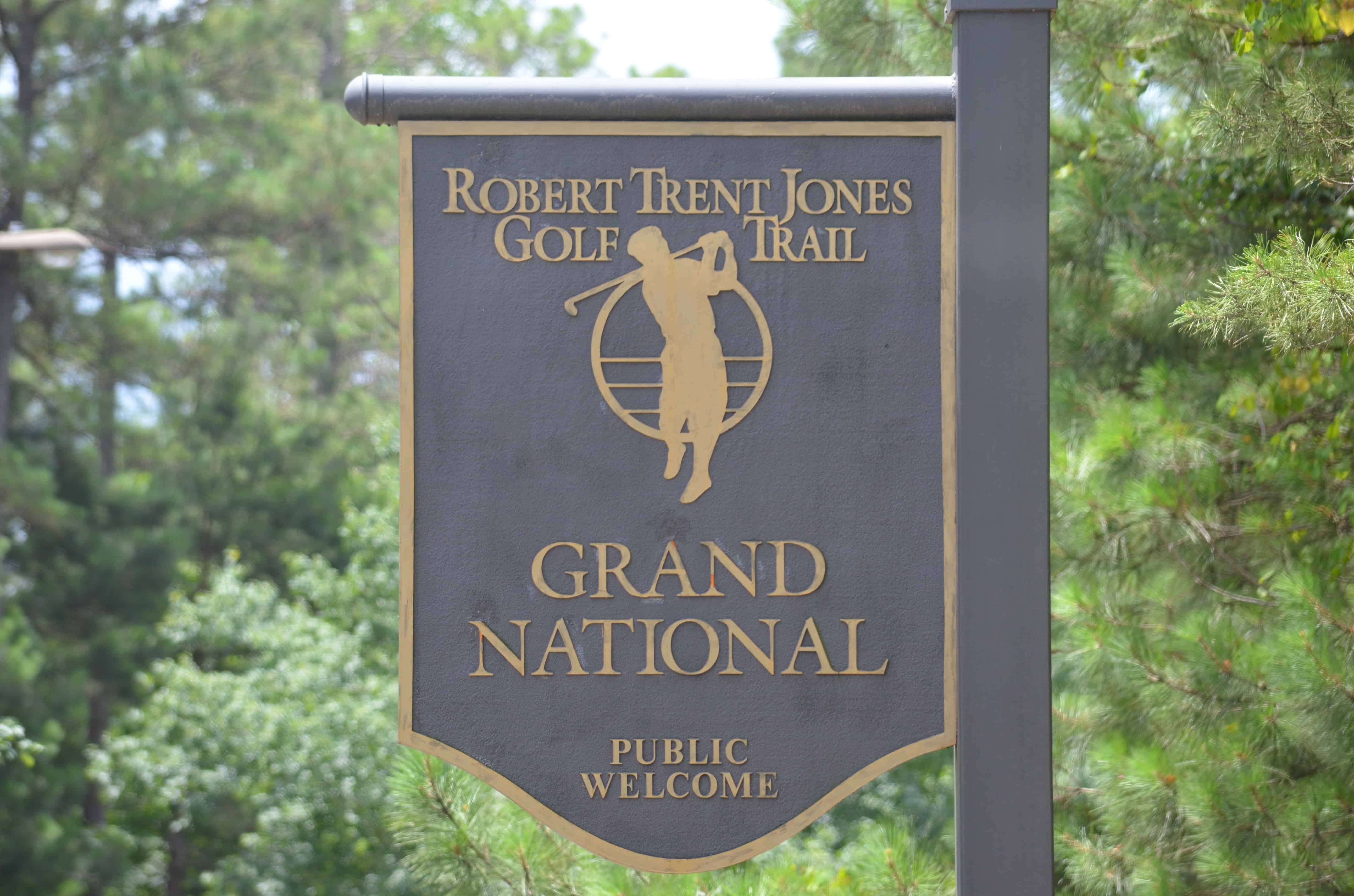 The Grand National sign at the Robert Trent Jones Trail course in Opelika, Alabama