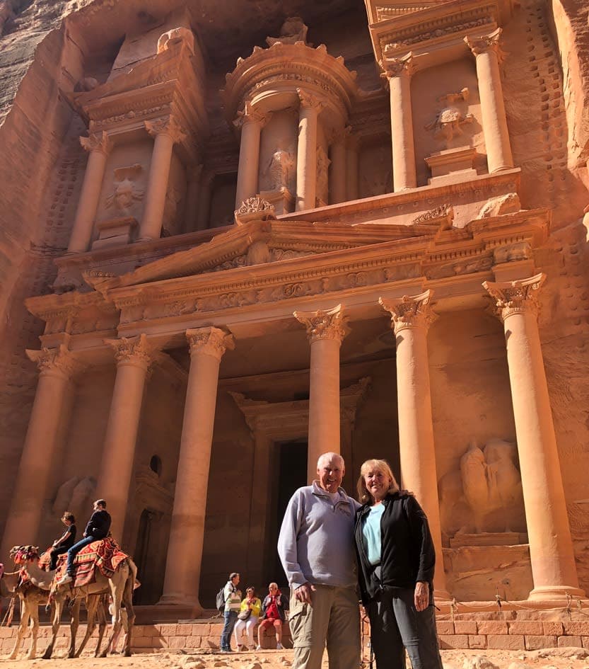 John and Janice at the Treasury in Petra